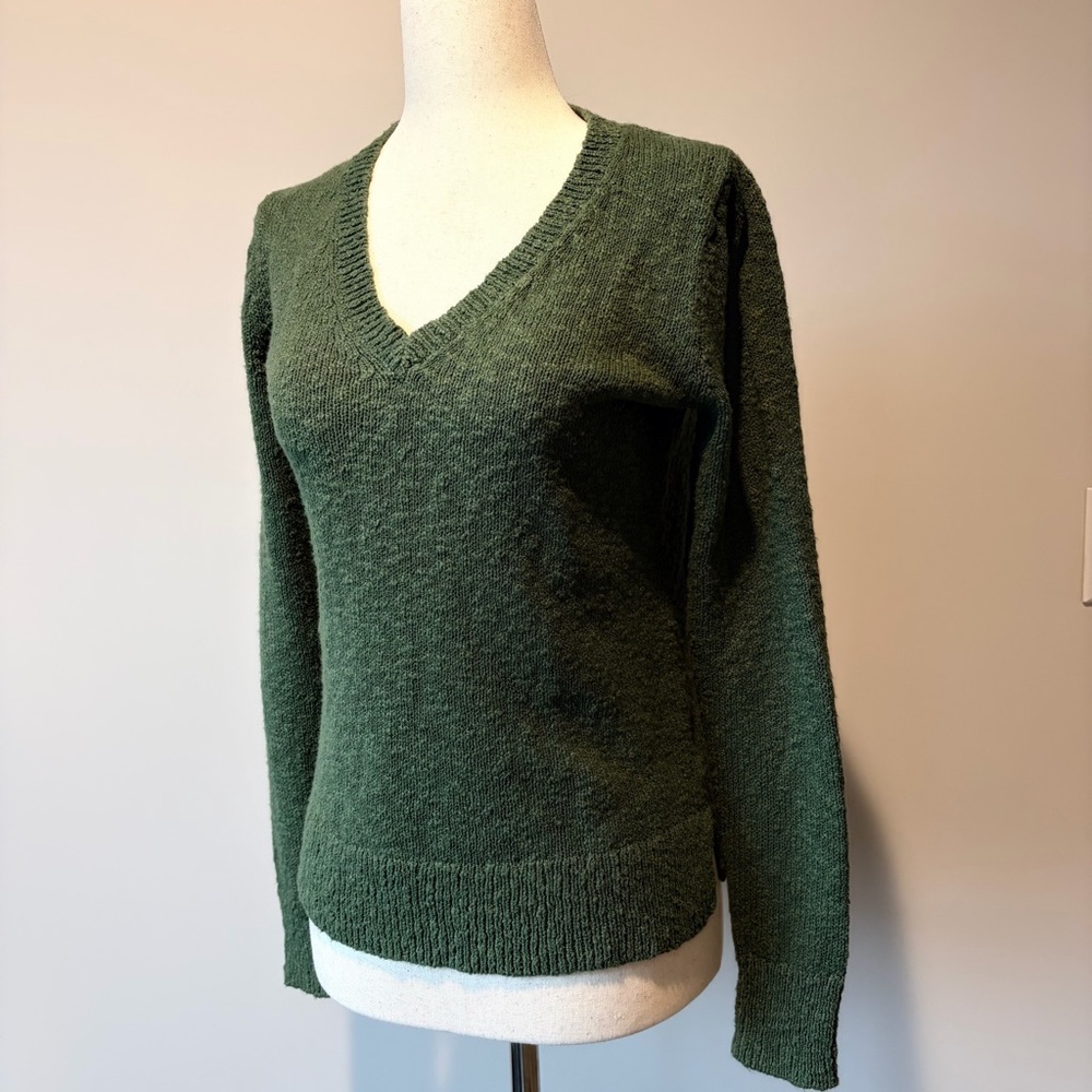 J. Crew Olive Green V-Neck Sweater - Picture 6 of 7